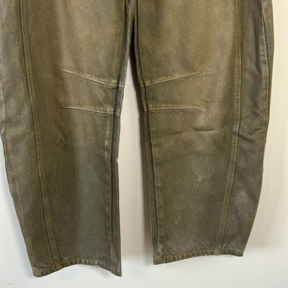 Free People We The Free Good Luck Coated Mid Rise Barrel Jean Vegan Sz 24 NEW - Picture 5 of 13